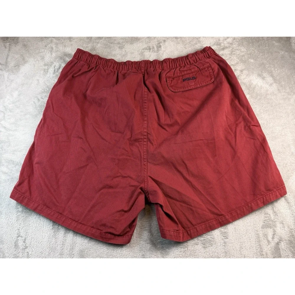 Y2k Polo Ralph Lauren Shorts Mens XXL Khaki Red Classic Fit Drawstring Cotton